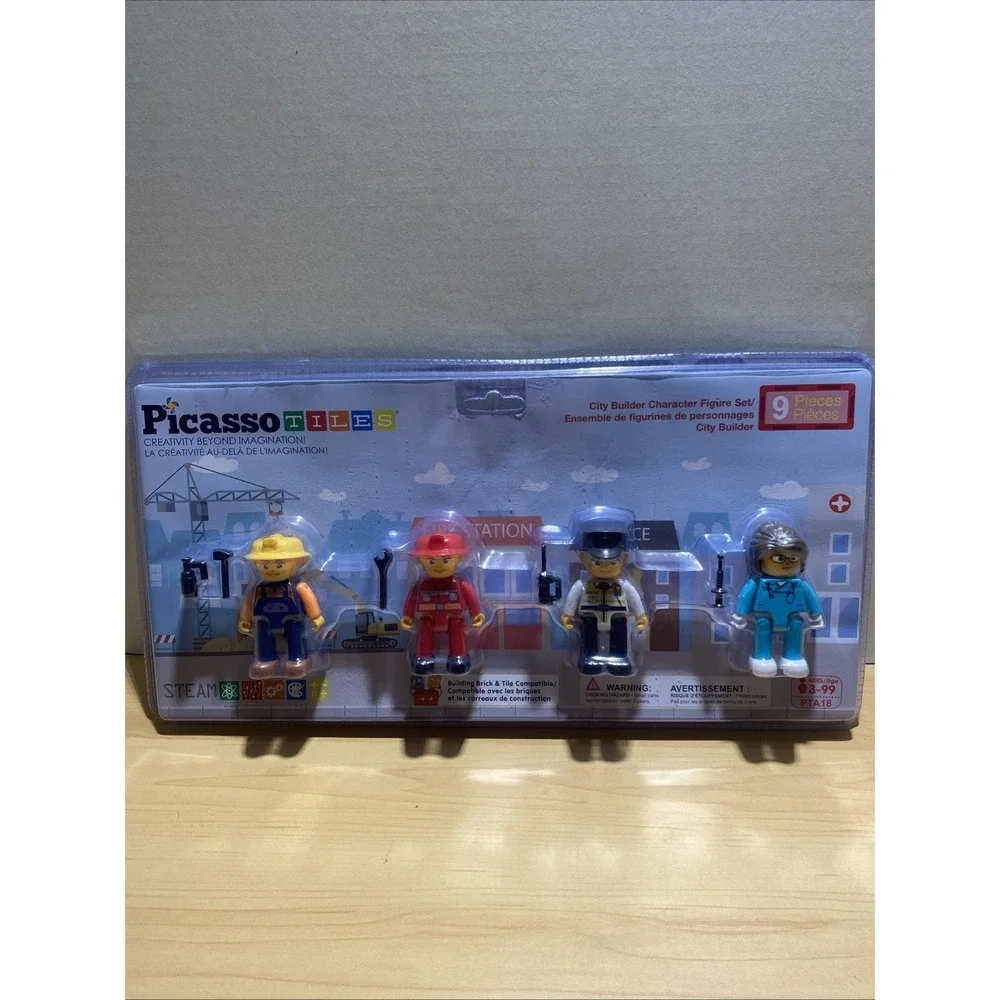 PicassoTiles Toy Figures 4 Pack Multicolored Magnetic Building Blocks (2 Sets)